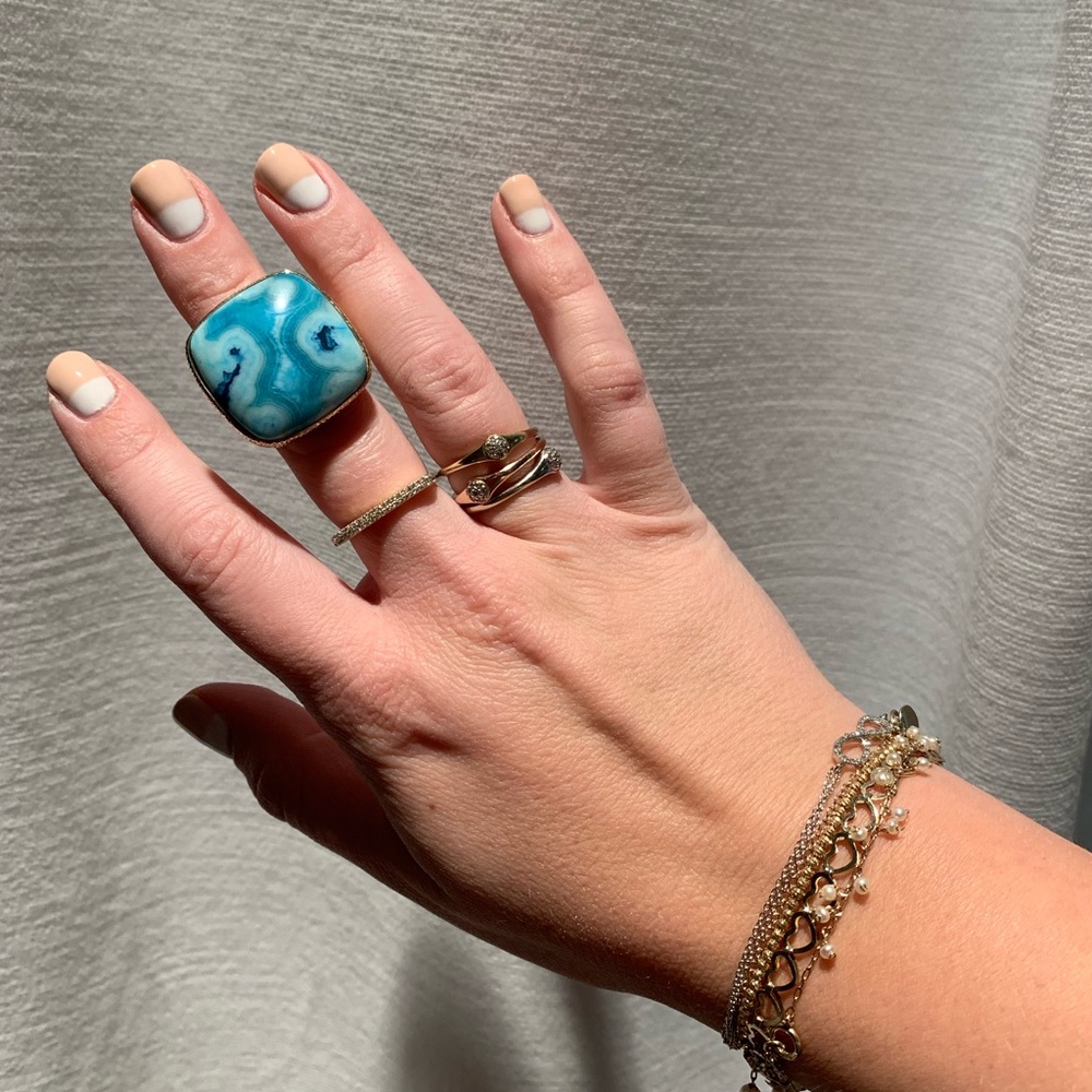 Turquoise Agate-Like Cocktail Ring